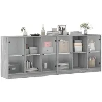 DKD Home Decor Boekenkast met deuren 204x37x75 cm hout grijs sonoma eikenkleur