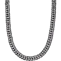 Lucardi Kinder Stainless steel kinderketting schakelketting met antique finish - Ketting - Staal - Zilverkleurig - 42 cm