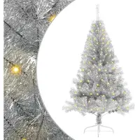 vidaXL Kunststof Voorverlichte Kerstboom met 150 LED Zilver 120 cm PET