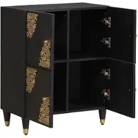 vidaXL Dressoir met plank Zwart 60 x 33 x 75 cm Massief Mango Hout
