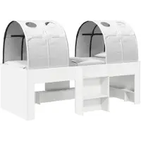 vidaXL Bed met luifel, 3 stuks, wit, van houtvezel