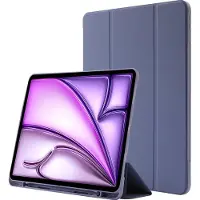 Mobigear Tablethoes geschikt voor Apple iPad Air 13 Inch (2024) Hoes | Tri-Fold Gel Bookcase + Stylus Houder - Paars