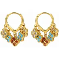 LanLivia Oorbellen aqua / goud / rood / transparant