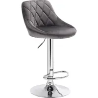 Bolt Barkruk Modern Dubia - Industrial Donkergrijs - Barkrukken set van 1 - Barstoel Kruk - Barstoelen met rugleuning - Keukenstoel - In hoogte verstelbaar - Velvet