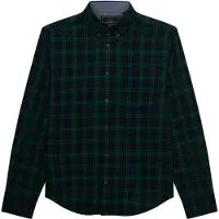 Superdry Heren Marineblauw-groen geruit overhemd (XL), Casual, Katoen, Lange mouwen M4011197A