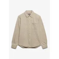 Superdry Heren Twill Tweed overhemd beige (S), Casual, Wol, Klassiek, Lange mouwen M4011187A