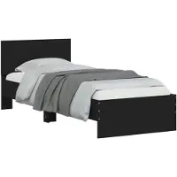 vidaXL Bedframe met hoofdeinde bewerkt hout zwart 90x200 cm