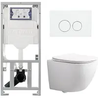 Geberit QeramiQ Dely Swirl Compact Toiletset - inbouwreservoir UP320 - met Burda frame - slim zitting - kunststof bedieningsplaat glans wit - ronde knoppen - glans wit