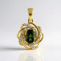 Cavill Hanger van verguld sterlingzilver met moldaviet