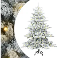 vidaXL Kunstmatige Hinged Kerstboom Wit 150 cm PVC en Staal