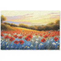 MuchoWow Deurmat 90x60 cm - Droogloopmat Klaproos - Bloemenveld - Kleurrijk - Mat voor binnen - Schoonloopmat - Deurmatten met print - Inloopmat