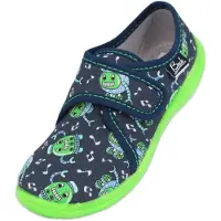 Beck Huisschoenen 'Robots' navy / lichtblauw / limoen / wit
