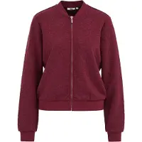 We fashion - Dames bomberjack van sweatstof met structuur - Regular fit - Donkerrood - Maat: XS