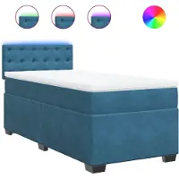 vidaXL Boxspring met matras fluweel donkerblauw 100x200 cm