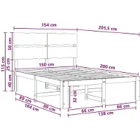 vidaXL Tweepersoonsbed met hoofdbord ROSTOCK Wit 150 x 200 cm