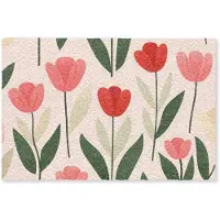 MuchoWow Deurmat 60x40 cm - Droogloopmat Tulpen - Modern - Roze - Mat voor binnen - Schoonloopmat - Deurmatten met print - Inloopmat