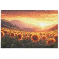 MuchoWow Deurmat 60x40 cm - Droogloopmat Zonnebloemen - Zonsondergang - Landschap - Mat voor binnen - Schoonloopmat - Deurmatten met print - Inloopmat