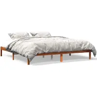 vidaXL Bedframe zonder matras massief grenenhout wasbruin 200x200 cm
