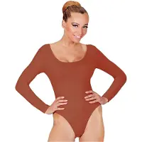 Widmann - Dans & Entertainment Kostuum - Unicolor Body Volwassen Met Knoopsluiting - Bruin - XL - Carnavalskleding - Verkleedkleding