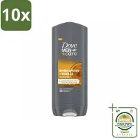 Dove 10 x – Douchegel – Men+Care Sandalwood & Vanilla – 400 ml - Wasstrips - Douchegel Mannen - Mannelijke Huid Verzorging - Hydraatende Douchegel - Douchegel Voor Mannen - Huid Verzorging Mannen