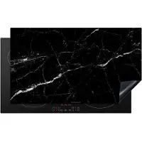 KitchenYeah Inductie beschermer 90x52 cm - Zwart - Wit - Marmer print - Afdekplaat voor kookplaat - Inductieplaat mat - Beschermingsmat - Beschermplaat - Keuken bescherm decoratie - Afdek kookplaten