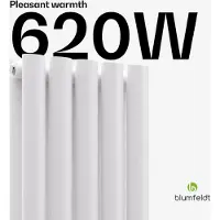 Blumfeldt Heizkörper Middenaansluiting - 620 W Wandverwarming, Staal Poedercoating, Dubbelwandig, Energiebesparende Warmwaterwerking, Designverwarming Voor Bad & Woonruimtes, 120x30 cm, Wit
