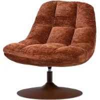 Woood Elvi Draaifauteuil - Chenille Structuur - Roestbruin - 81x73x84