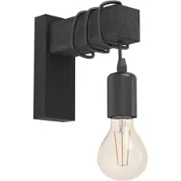 Eglo Landelijke Wandlamp Townshend Zwart Hout