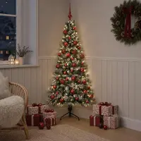 vidaXL Kunstkerstboom met kerstbal 120 cm 150 LED's Warmwit