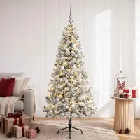 vidaXL Kunstkerstboom met kerstbal 150 cm 150 LED's Warmwit