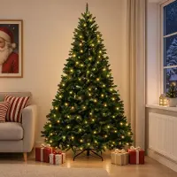 vidaXL Kunstmatige Hinged Kerstboom 240 cm 300 LED's Warmwit