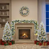 vidaXL Mini-kerstbomenset 120 cm 275 LED's Warmwit PVC Groen en Wit