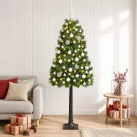 vidaXL Kunstkerstboom met scharnieren en kerstballen 120 cm 150 LED's