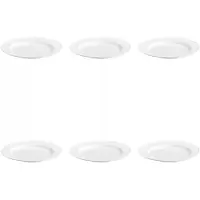 Florina Milano Platte Borden 6 stuks - 25 cm, wit glas, geribbeld