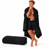 Komfortec XXL Badhanddoek 100x200 cm – 100% Katoen – Grote Saunahanddoek & Douchehanddoek – Zacht, Absorberend – Zwart
