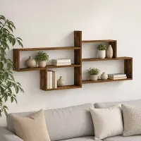 vidaXL Wandplank Gerookt eiken 168,5 x 17 x 68 cm Bewerkt hout