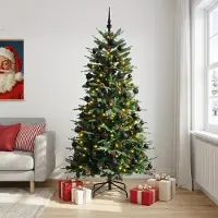 vidaXL Kunstkerstboom met kerstbal 180 cm 300 LED's Warmwit PE & PVC