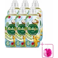 Robijn 6 x – Wasverzachter – Kokos Sensation – 765 ml - Bulkverpakking - Wasverzachter kokos - Douchemop - Wasverzachter tropisch