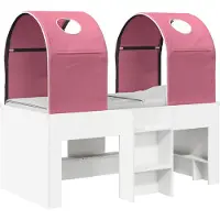 vidaXL Bed met Tunnel 3 st Wit en Roze Bewerkt hout