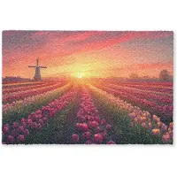 MuchoWow Deurmat 90x60 cm - Droogloopmat Windmolen - Zonsondergang - Landschap - Mat voor binnen - Schoonloopmat - Deurmatten met print - Inloopmat