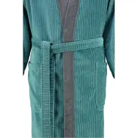 Cawö Heren Badjas 5840 Velours Kimono - Turkis 48