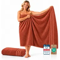 Komfortec XXL Badhanddoek 100x200 cm – 100% Katoen – Grote Saunahanddoek & Douchehanddoek – Zacht, Absorberend – Terracotta