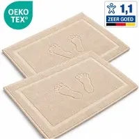 Komfortec Badmat Set – 2 Stuks – 50x80 cm – 100% Katoen – 800 GSM – Dikke Handdoekstof – Zacht & Absorberend – Douchemat – Beige