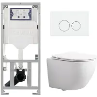 Geberit QeramiQ Dely Swirl Compact Toiletset - inbouwreservoir UP320 - met Burda frame - slim zitting - metalen bedieningsplaat mat wit - ronde knoppen - glans wit SW1471012/SW1247814/0701131/SW706190
