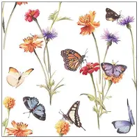 Ambiente Lunch servetten - Butterfly garden white