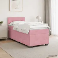 vidaXL Boxspringbed met matras met hoofdeinde Roze 90 x 200 cm Fluweel