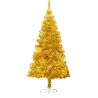 vidaXL Kunstkerstboom met standaard 120 cm PET goudkleurig