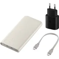 Samsung 10000mAh Powerbank + 25W Snellader - Fast Charge 45W - Beige