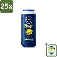 Nivea 25 x - Men - Douchegel - Power Refresh - 250 ml - Grootverpakking - Vaatwasstrips - Douchegel Voor Mannen - 3-in-1 Douchegel - Verfrissende Geur - PH-huidneutraal - Gezicht En Haar Verzorging
