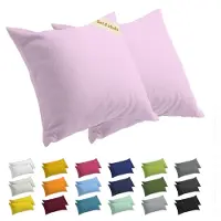 Lavea Kussenslopen 40x40 cm Set van 2 – Kussenhoezen van 100% Zachte en Ademende Jersey Katoen met YKK Ritssluiting – Roze